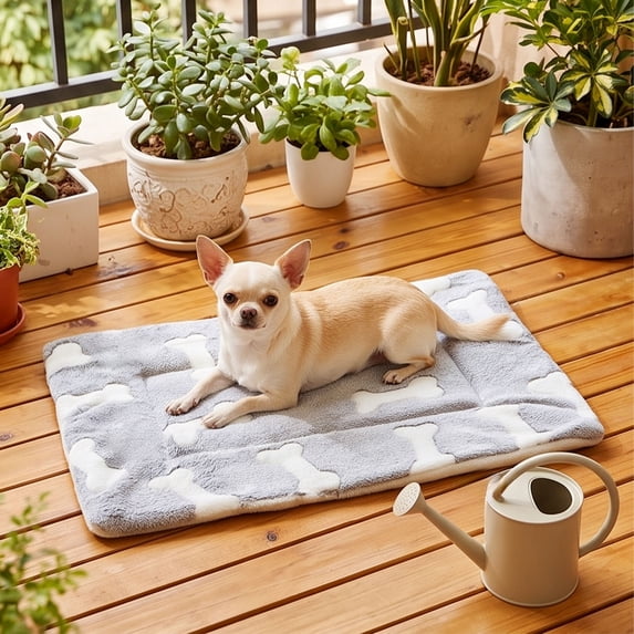 Thick Warm Pet Sleeping Mat for Dogs and Cats, All Season Polyester Bed Pad, White or Blue, Supportive Cushion for Crates, Sofas, Carriers and Home Comfort