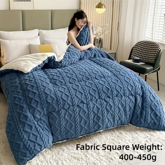 Thick Warm Reversible Plush Comforter, Ultra‑Soft Fluffy All‑Season Machine Washable Bedding for Bedroom, Guest Room & Hotel