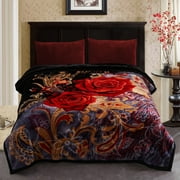 Thick Warm Winter Fleece Blanket For King Bed 2 Ply Reversible Soft Raschel Blanket,85x93,10lb