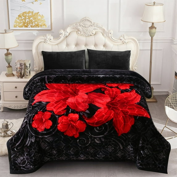 Thick Warm Winter Fleece Blanket For King Bed 2 Ply Reversible Soft Raschel Blanket,85"x93",10lb