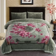 Thick Warm Winter Fleece Blanket For King Bed 2 Ply Reversible Soft Raschel Blanket,85x93,10lb