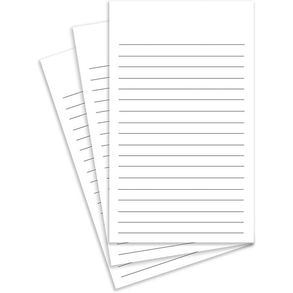 Thick White Note Cards for notes or thoughts, Printed black ruled lines Both sides - Vertical Ruled Cards"100 per pack" (4 x 6)