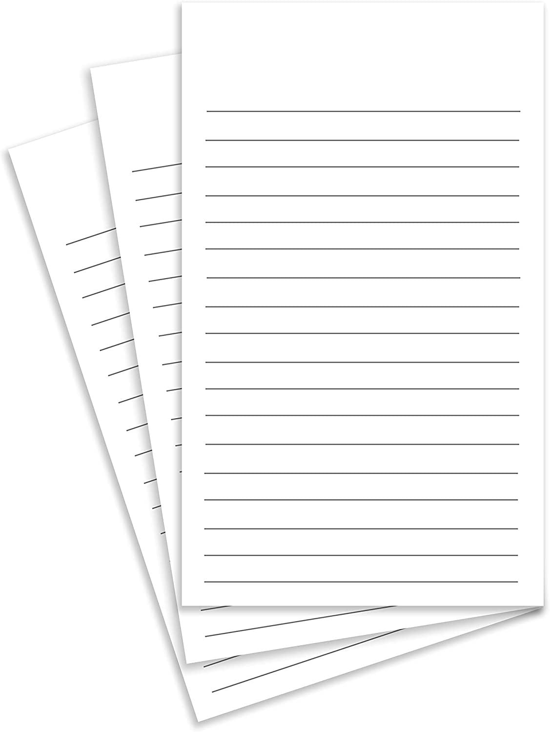 Thick White Note Cards for notes or thoughts, Printed black ruled lines ...