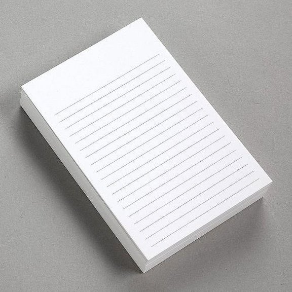 Thick White Note Cards for notes or thoughts, Printed black ruled lines one sided - Vertical Ruled Cards "100 per pack" (3 x 5 )