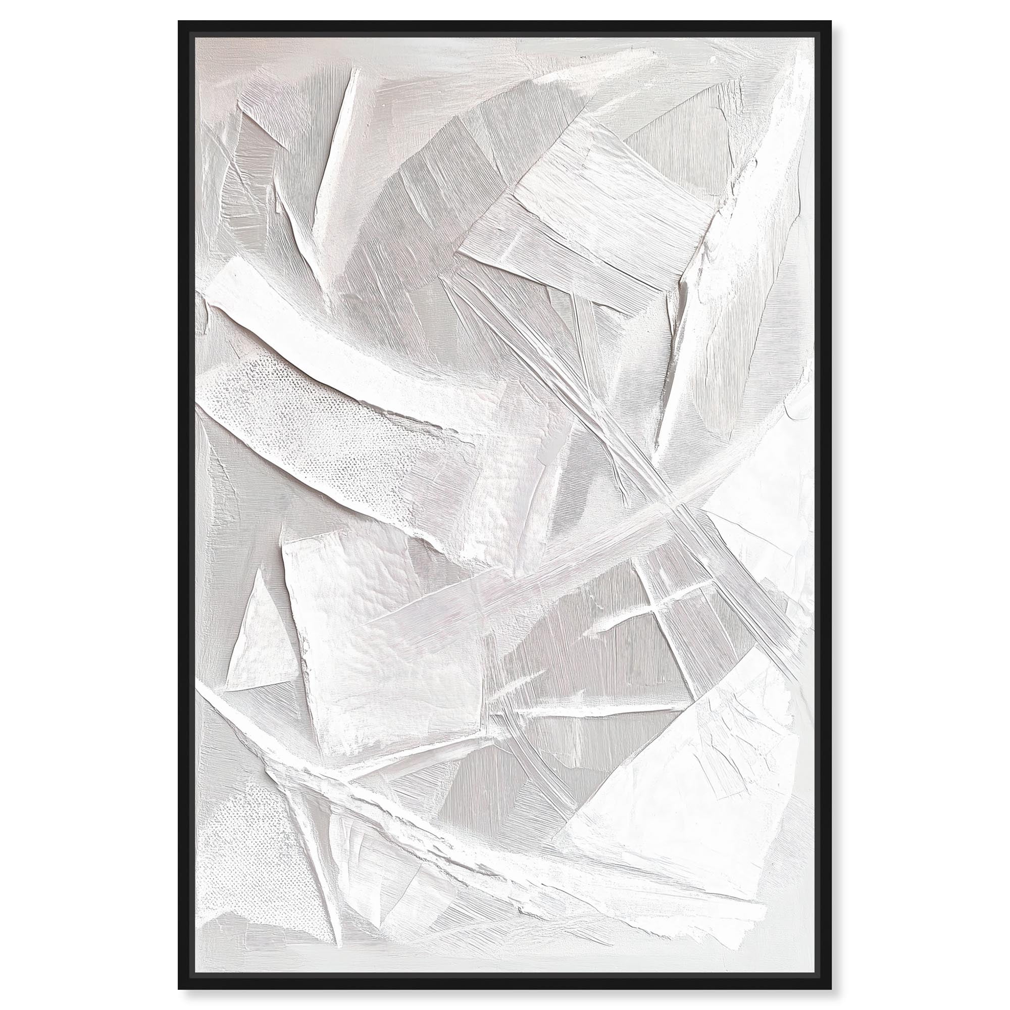 Thick White Texture II Canvas White Wall Art by Art Remedy, Black Frame, 30 x 45