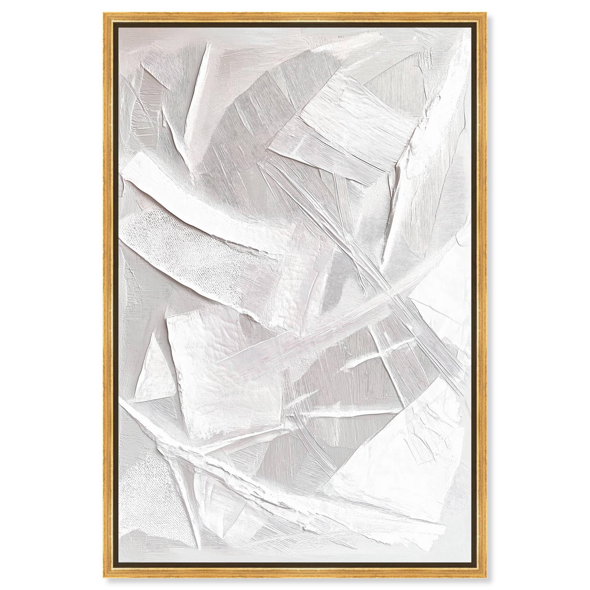 Thick White Texture II Canvas White Wall Art by Art Remedy, Gold Frame, 10 x 15