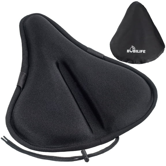Thick & Wide Gel Bike Seat Cushion Cover Pad with Rainproof Cover