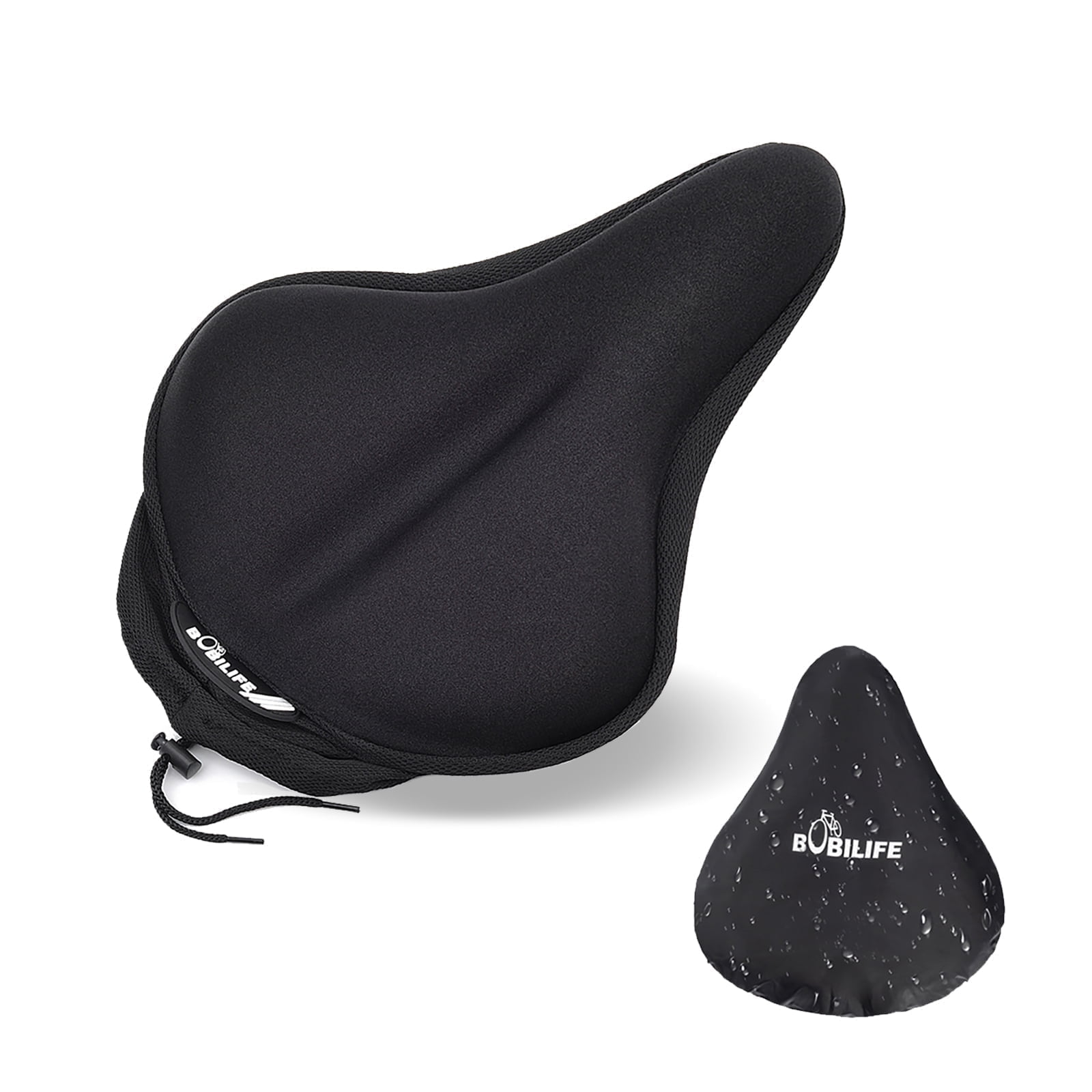 Thick & Wide Gel Bike Seat Cushion Cover Pad with Rainproof Cover ...