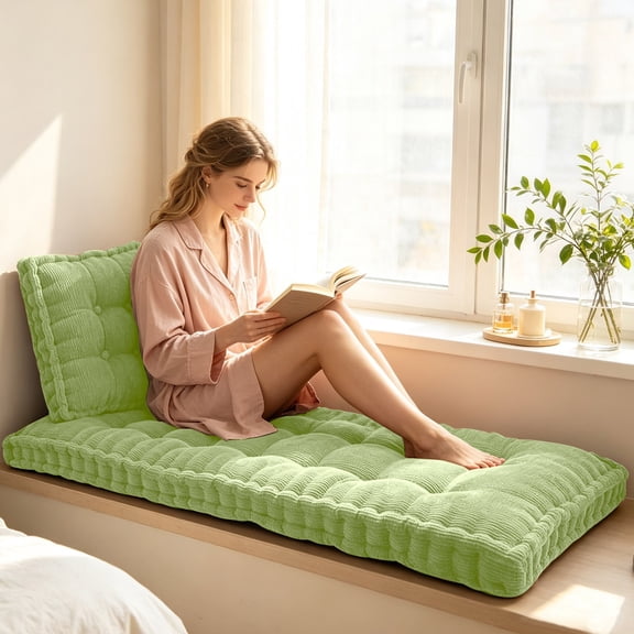 Thick Window Bench Seat Cushion, High Density Foam Non Seat Pad, Soft Breathable Indoor Outdoor Bench Cushion for Window Seat Entryway Piano Bench
