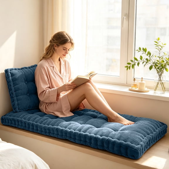 Thick Window Bench Seat Cushion, High Density Foam Non Seat Pad, Soft Breathable Indoor Outdoor Bench Cushion for Window Seat Entryway Piano Bench
