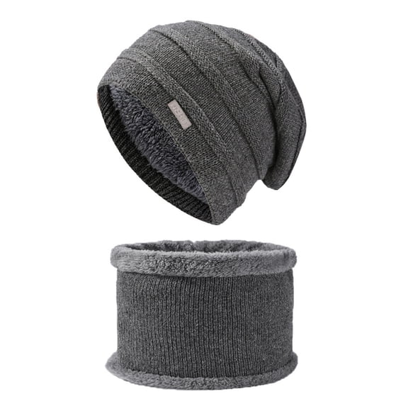 Thick Winter Hat Scarf Set Double Layer Knit Cap with Long Neck Scarf Warm for Freezing Days Hat Scarf