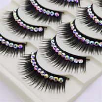 Thick Wispy Lashes with Rhinestones – Reusable Eyelashes for – Lightweight and Comfortable Eyelash Extensions