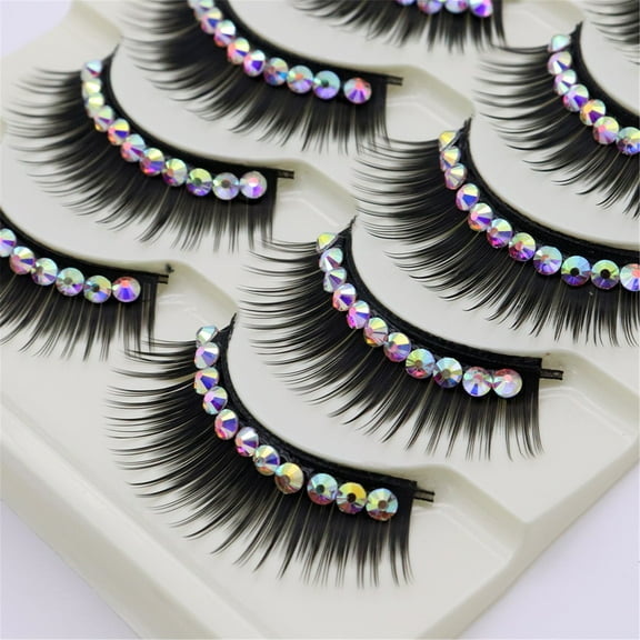 Thick Wispy Lashes with Rhinestones – Reusable Eyelashes for – Lightweight and Comfortable Eyelash Extensions