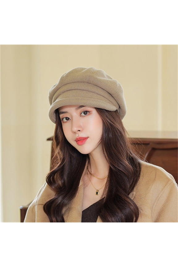 Thick Wool Beret | Winter Hat for Fall Fashion, Urban Style & Artistic Looks Clearance, Hontri Women Newsboy Cap Visor Beret Hats Soft Panels , Khaki, One Size