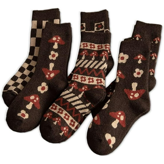 Thick Wool Vintage Classic Hiking Crew Socks for Women Soft and Comfortable - 6 Pairs Per Pack