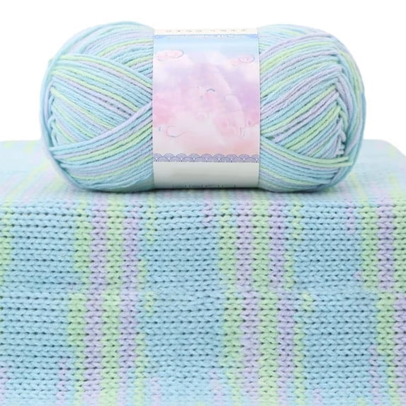 Thick Wool Yarn for Knitting Crochet - Tie-dye Color Palette, Soft Cotton Material, Durable Craft Yarn for Youngster Blankets and Garments, topliu