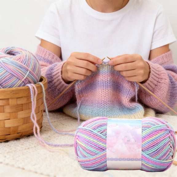 Thick Wool Yarn for Knitting - Tie-dye Color Palette, Soft Cotton Material, Beginner-friendly Crafting, Diy Junior Blanket and Scarf Projects