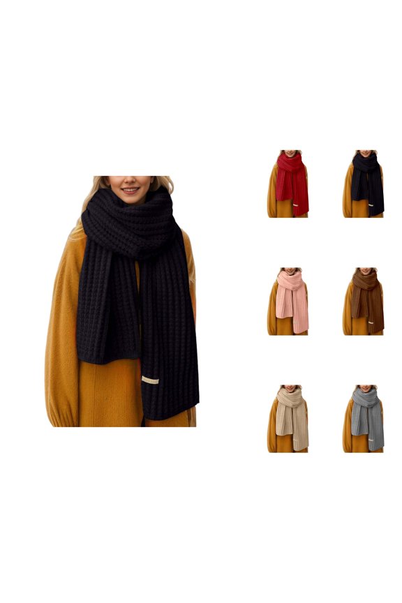 Thick Woolen Knitted Scarf, Solid Color Warm Winter Scarf for Women, Super Soft Long Knit Fashion Accessory for Cold Weather