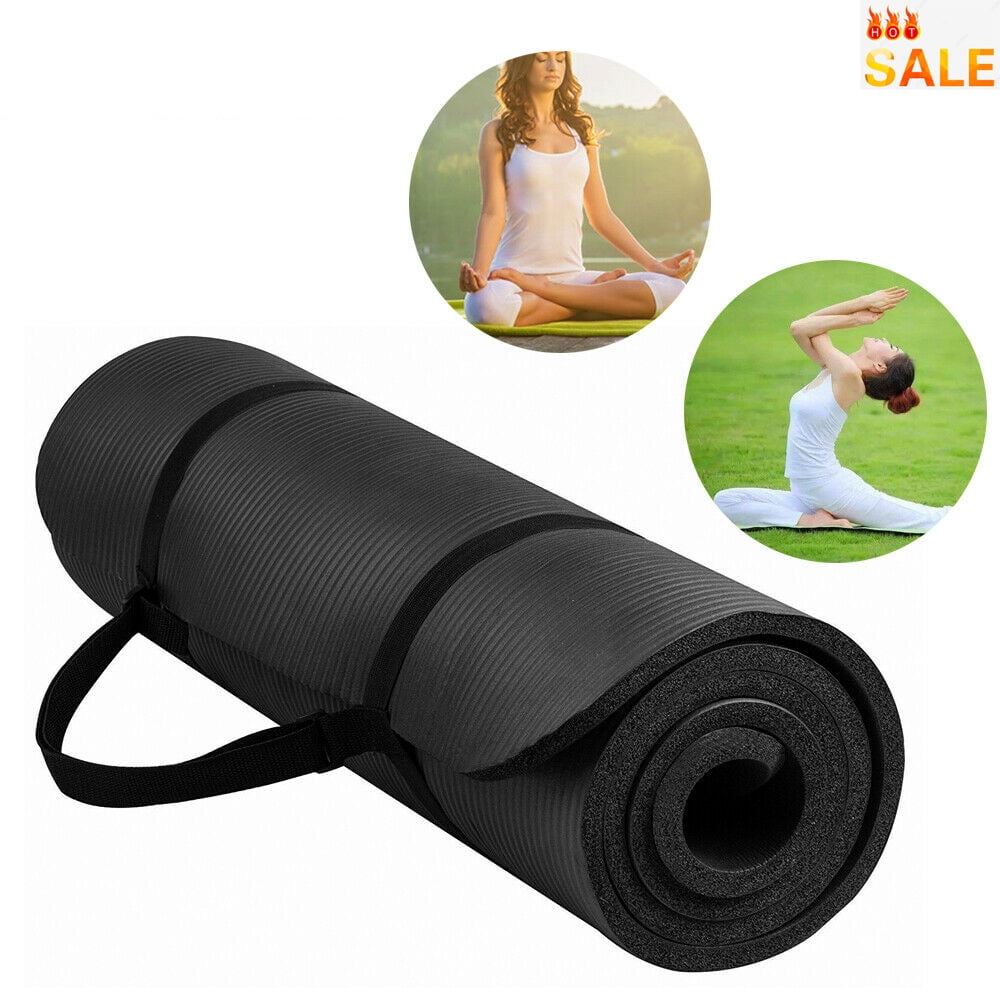 Thick Yoga Mat Fitness & Exercise Mat with Easy Cinch Yoga Mat 72L x 24W