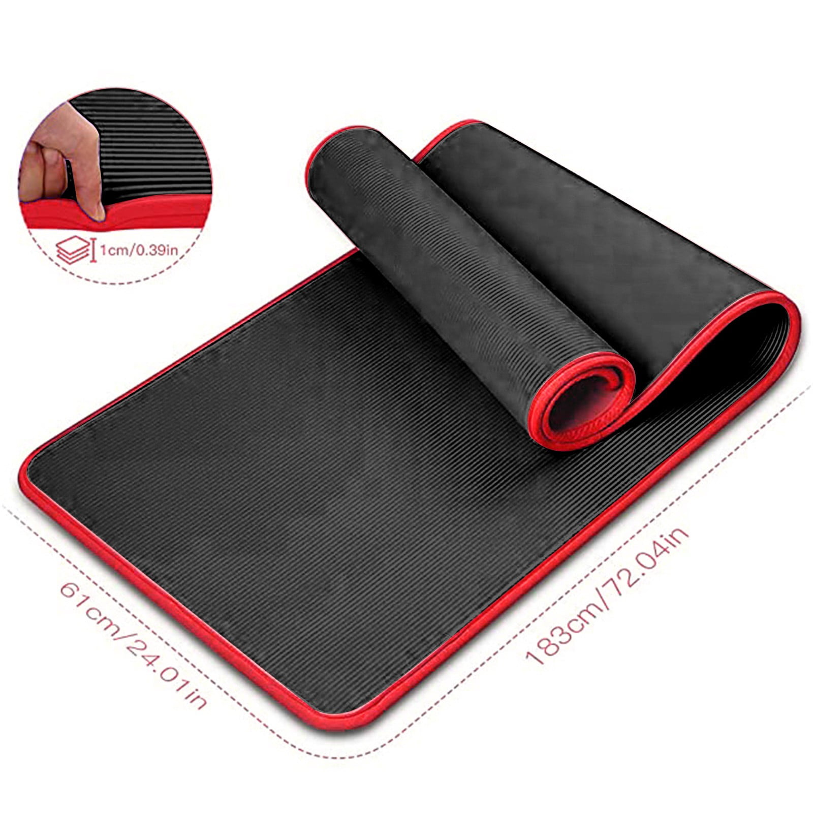Thick Yoga Mat Non Slip, Large Size 72" L x 32" W x 0.6" TH, Premium Exercise & Fitness Mat with Carrying Strap and Bag,Workout Mats for Home,Black