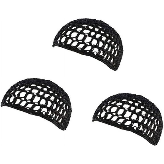 Thick and Short Hair Net Snoods Women Hair Net for Sleeping Black Pack of 3