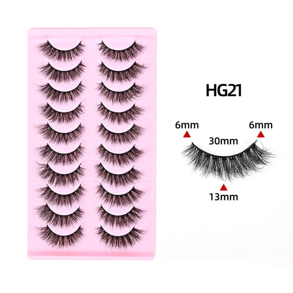 Thick false lashes with a three-dimensional, curled, fluffy, trumpet-shaped cat-eye tail and elongated style