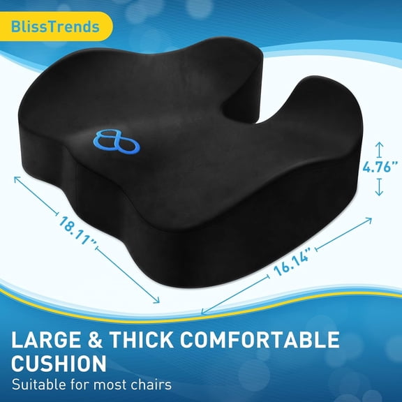 Thick for Office, Car, Airplane - Pressure Relief Tailbone Sciatica Back Pain