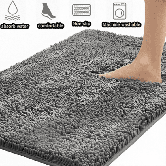 Thick indoor super absorbent door mat, ultra-fine fiber quick drying fluff door mat, anti slip front door mat, entrance indoor mat, machine washable pet carpet, dark gray 20 inches x 32 inches