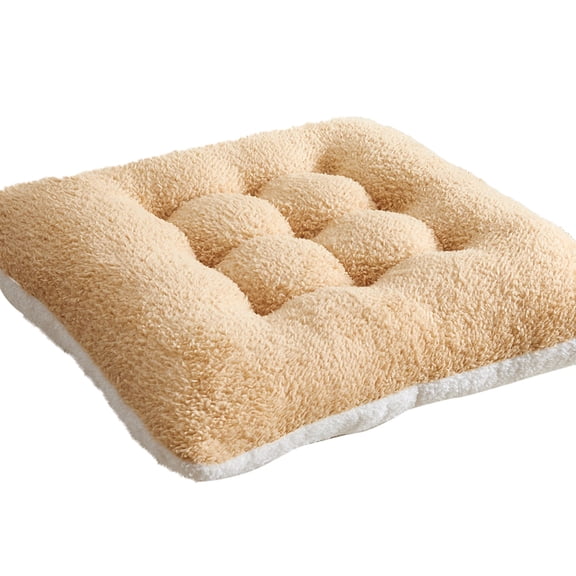 Thick meditation mat yoga living room balcony office, soft grab velvet cushionKhaki white double40*40