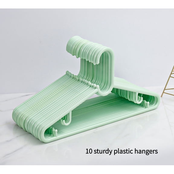 Hangsteady Adult Plastic Clothes Hangers, Green, 10 Count