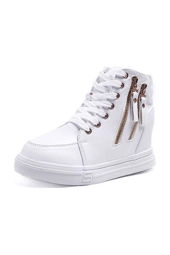 Thick-soled High-top Women's Shoes Spring And Autumn Lace-up White Shoes Casual Women's Shoes