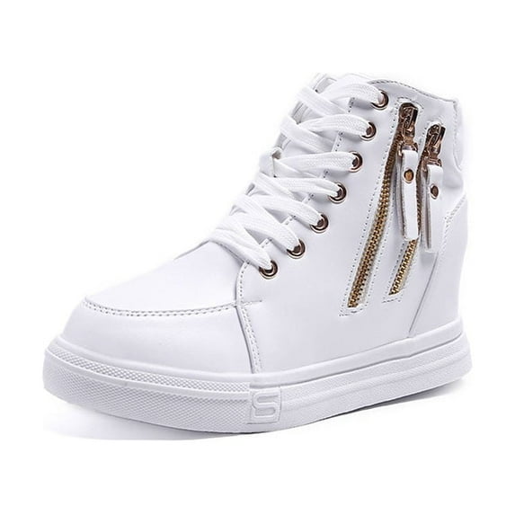 Thick-soled High-top Women's Shoes Spring And Autumn Lace-up White Shoes Casual Women's Shoes