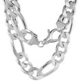 thumbnail image 1 of Thick sterling Silver 16mm Figaro Link Chain Necklace Heavy Beveled Edges Nickel Free Italy 28 inch, 1 of 3