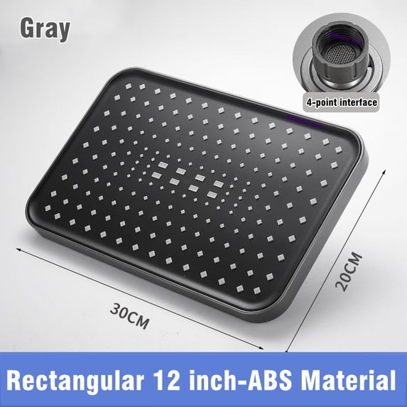 Thicken 12 Inch Large Flow Supercharge Rainfall Ceiling Mounted Shower Head 360°Swivel High Pressure Bathroom Shower Accessories (Rectangular Gray)