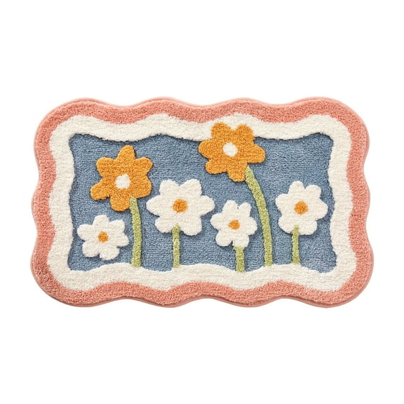 Thicken Bathroom Rugs Colorful Abstract Flower Bath Mat Non Slip Water Absorbent Boho Bath Rug Soft Microfiber Machine Washable Floor Mats for Tub Bathroom Indoor Doormat,15.7"x23.6"