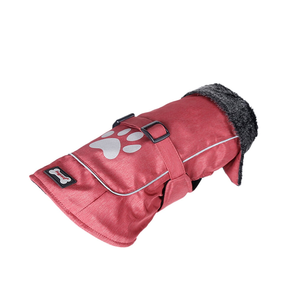 Thicken Buckle Pet Costume Warm Waterproof Clothes Outdoor Coat for Puppy Dog (Red, Size M