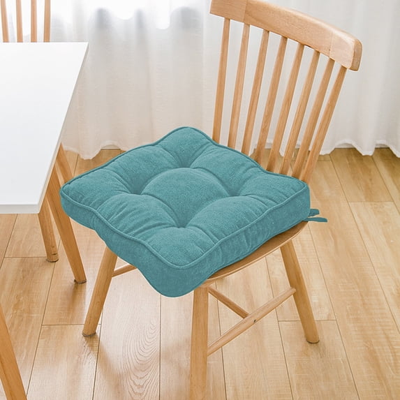 Thicken Chair Cushions for Dining Chairs Tufted Seat Cushions for Kitchen Office Room Chairs Thick Chair Pads with Ties Soft and Comfortable Velvet Chair Cushion for Home (18"×18")