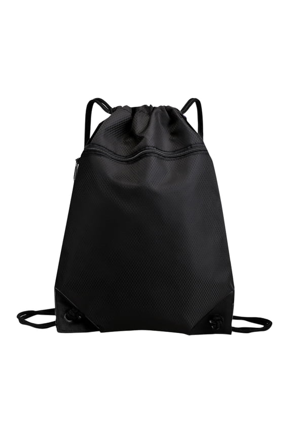 Thicken Drawstring Backpack Bag,17.5*13.5in Waterproof Draw String Back Sack with Zip Pocket,Gym Drawstring Bags Swim Bag for Men Women