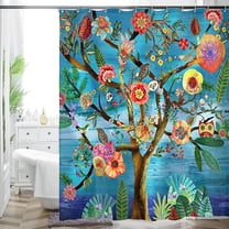 Thicken Durable Polyester Blend Cloth Fabric Bathroom Curtain Colorful Bohemian Boho Floral Print Beautiful Bright Shower Curtain for Bathroom Decoration, 72"x72"