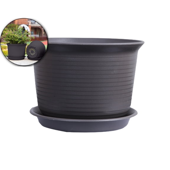 Thicken Flowerpot Plant Pot Planter Flower Pot with Saucer for Garden Plant Pot Home Decoration(Black)