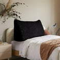 thumbnail image 1 of Thicken Furry Headboard Pillow Twin Padded Headboard Farmhouse Large Bolster Triangular Bed Wedge Pillow Backrest Positioning Bed Rest Reading Pillows for Autumn and Winter Faux Wool Fabric Black, 1 of 13
