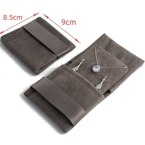 Thicken Jewellery Pouch Packaging Bag Soft Velvet Flip Gift Bracelet Necklace Earrings Ring Storage Bag Wedding Presents Pouches dark gray