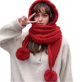 thumbnail image 1 of Thicken Knit Ushanka Neck Gaiter Furry Lining Thicken Neck Warmer Knit Scarf for Cold Weather Insulated Hat, 1 of 9