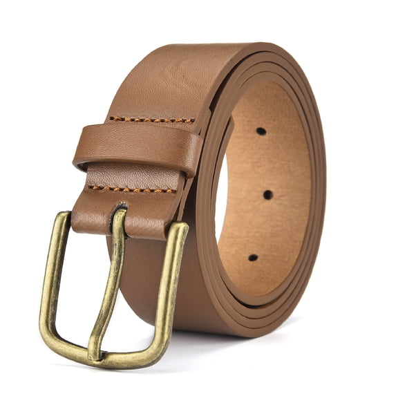 Thicken Leather Belts for Men Women, Mens PU Heavy Duty Work Belt with Sturdy Buckle for Jeans Casual Pants 41" Full Hide Canvas with Brass Colour Buckle