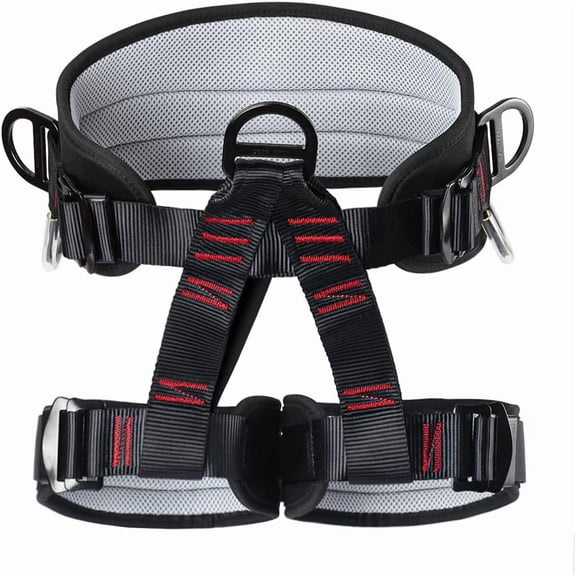 Thicken Professional Climbing Belt, Heavy Duty Safety Harness for Rock Climbing Caving Fire Rescuing Rappelling Tree Stand & Outdoor Sports, Black
