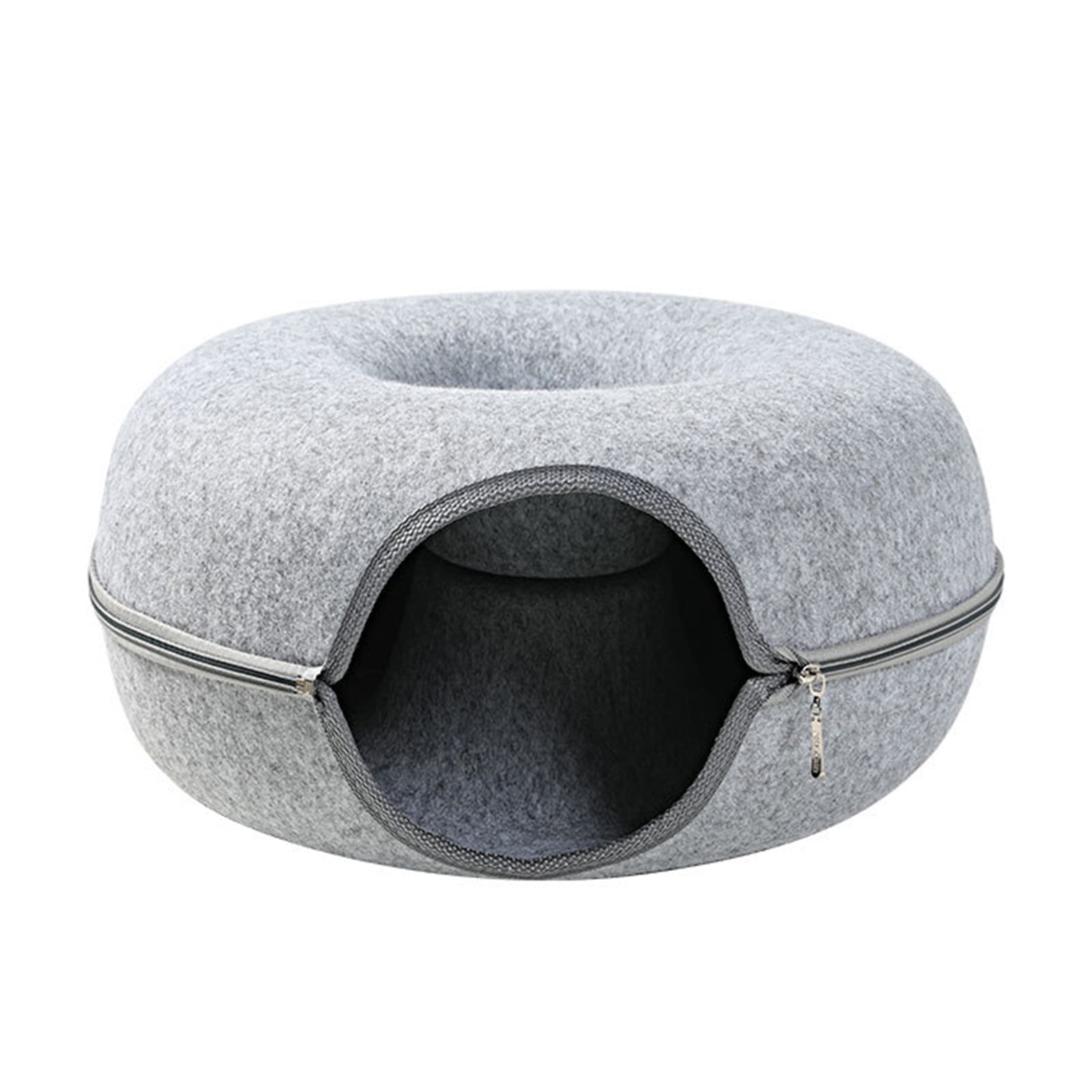 Thicken Round Tunnel Bed Cats Removable Round Toy Felt with Peephole Tube House for Small Pet Kitten