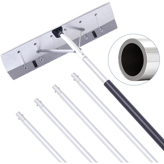 Thicken Snow Roof Rake with Wheels, 4.79' - 19.98' Extendable Aluminum Snow Rake for House Roof, Anti-Slip Roof Rake Snow Removal Tool with 26" Blade & 5-Section Tubes