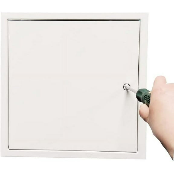 Thicken Steel Access Door 16 x 16 inch with 4 Long Fixing Strips White Screwdriver Latch Access Panel for Drywall 400 x 400 mm$$Garden & Patio