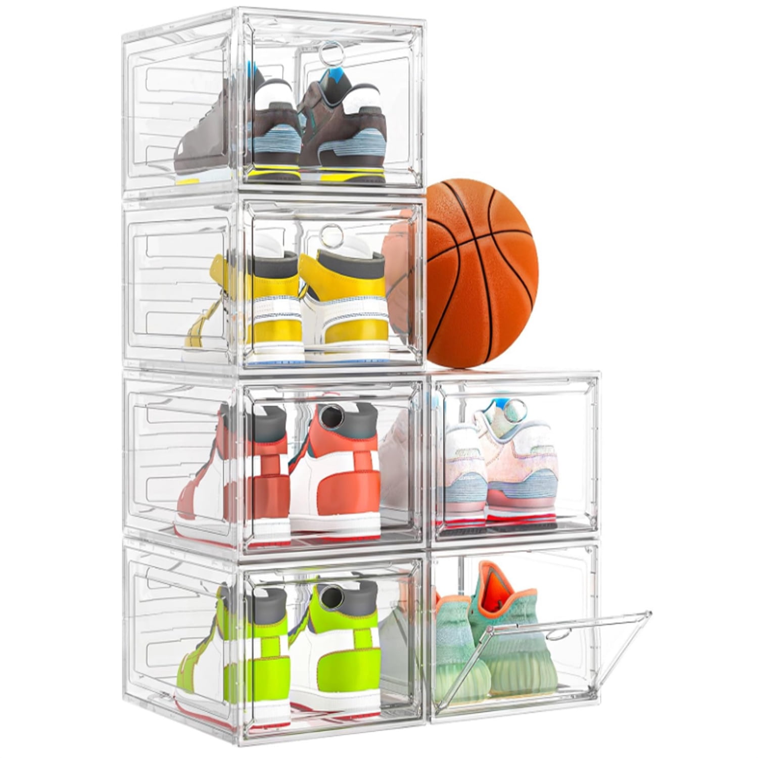 Thicken & Sturdy Clear Shoe Storage Organizer with Magnetic Door ...
