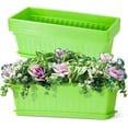 thumbnail image 1 of Thicken Window Box Planter, 1 Pack Plastic Vegetable Flower Planters Boxes 17 Inches Rectangular Flower Pots with Saucers for Indoor Outdoor Garden, Patio, Home Decor (Green), 1 of 6